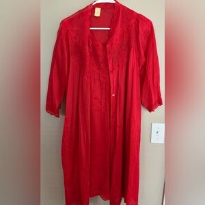 Vintage TEXSHEEN Red LACY Nightgown Nightie Lingerie  Size L